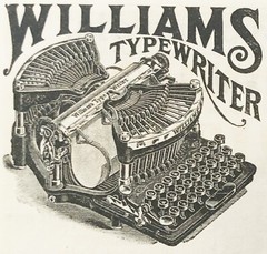 c1890s WILLIAMS Visible Typewriter WRITES IN SIGHT No Ribbon Vtg Office Print Ad