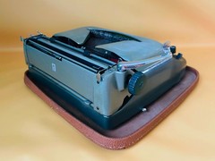 Working Typewriter Erika 10 Green 1960s Typewriter with Leather Case German