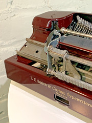 Smith-Corona Portable Typewriter DUO! Flat-Top Standard AND Maroon Sterling