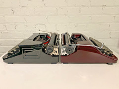 Smith-Corona Portable Typewriter DUO! Flat-Top Standard AND Maroon Sterling