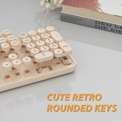 Wireless Keyboard,KOOTOP Cute Colorful 104 Keys Typewriter Retro Round Keycap…