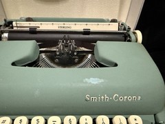 Vintage Smith Corona Sterling Blue Manual Typewriter
