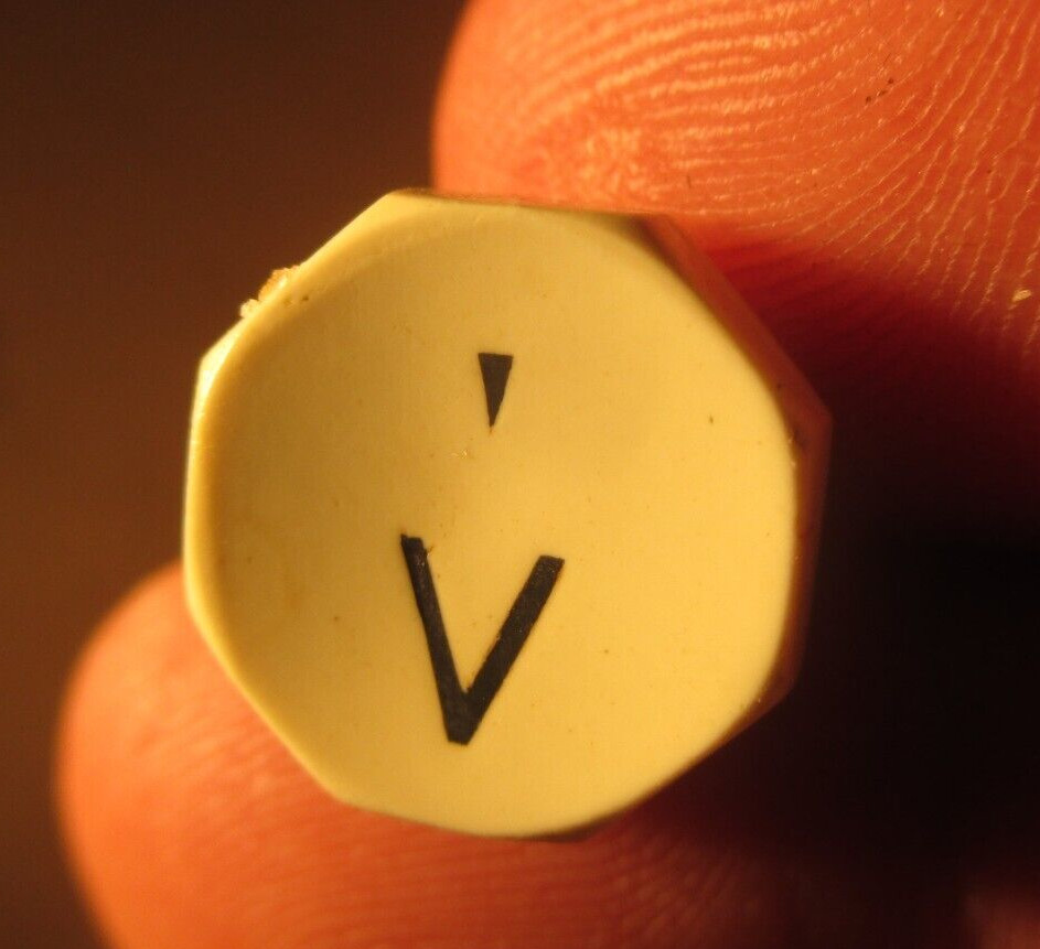 Oliver Typewriter #9 V Key Antique Part Vtg Keytop