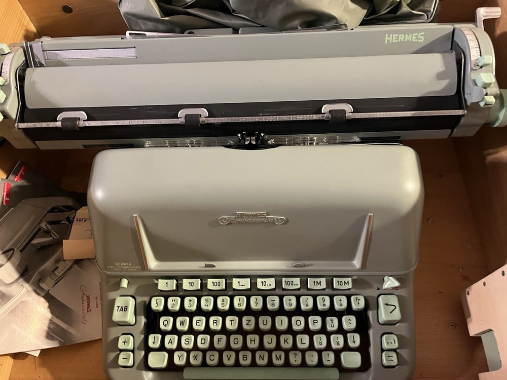 Hermes Ambassador Typewriter With Original Case Parts Only Read