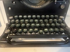 Antique 1930’s Royal Manual Black Typewriter Double Beveled Glass Sides