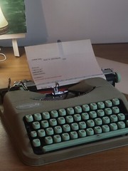 Original HERMES BABY 1957 Mint Green Typewriter w Case
