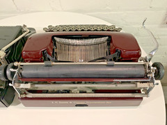 Smith-Corona Portable Typewriter DUO! Flat-Top Standard AND Maroon Sterling