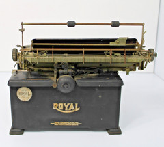 Royal 10 Typewriter, Glass Sides, Rusty Antique Office Decor ca. 1923-1935