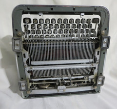 Vintage Olympia Green Portable Manual Typewriter w/ Art Deco Case