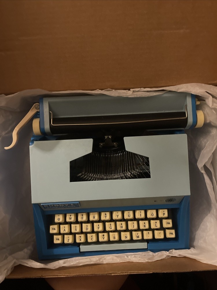 Vintage Buddy L Easy Writer 200 Toy Two Tone Blue Typewriter