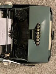 Vintage Smith Corona Super Sterling Portable Typewriter SCM 6SS? Aqua Blue Works