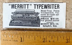 Antique MERRITT Typewriter Metal Type Prints 78 Characters Original Vtg 1893 Ad!