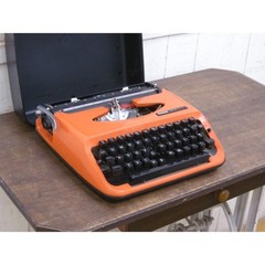 Brother Young Elite Antique Typewriter Orange Retolo Vintage