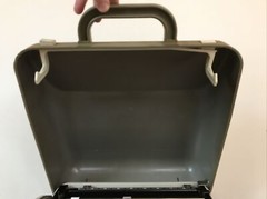Vintage Underwood 319 Beige Green Portable Typewriter w/ Travel Case + Handles