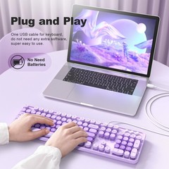 Large Print Wired Keyboard, 104 Keys Full-Sized Typewriter Keyboards, USB Plu…