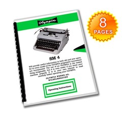 Gray Olympia SM4 Typewriter (1959-1961) User Manual Operating Instructions Grey