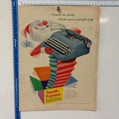 Vintage 1955 Print Ad- Smith-Corona Electric Typewriter Santa Jack in the Box