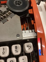 HERMES BABY. POP ART. ORANGE PICA TYPEWRITER. 1977. MID CENTURY