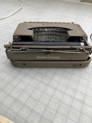 Vintage Smith Corona Skyriter Ultra Portable Light Typewriter In With Papers