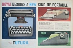 1958 Royal Typewriter The Future, Green, Tan And Blue Typewriters Print Ad