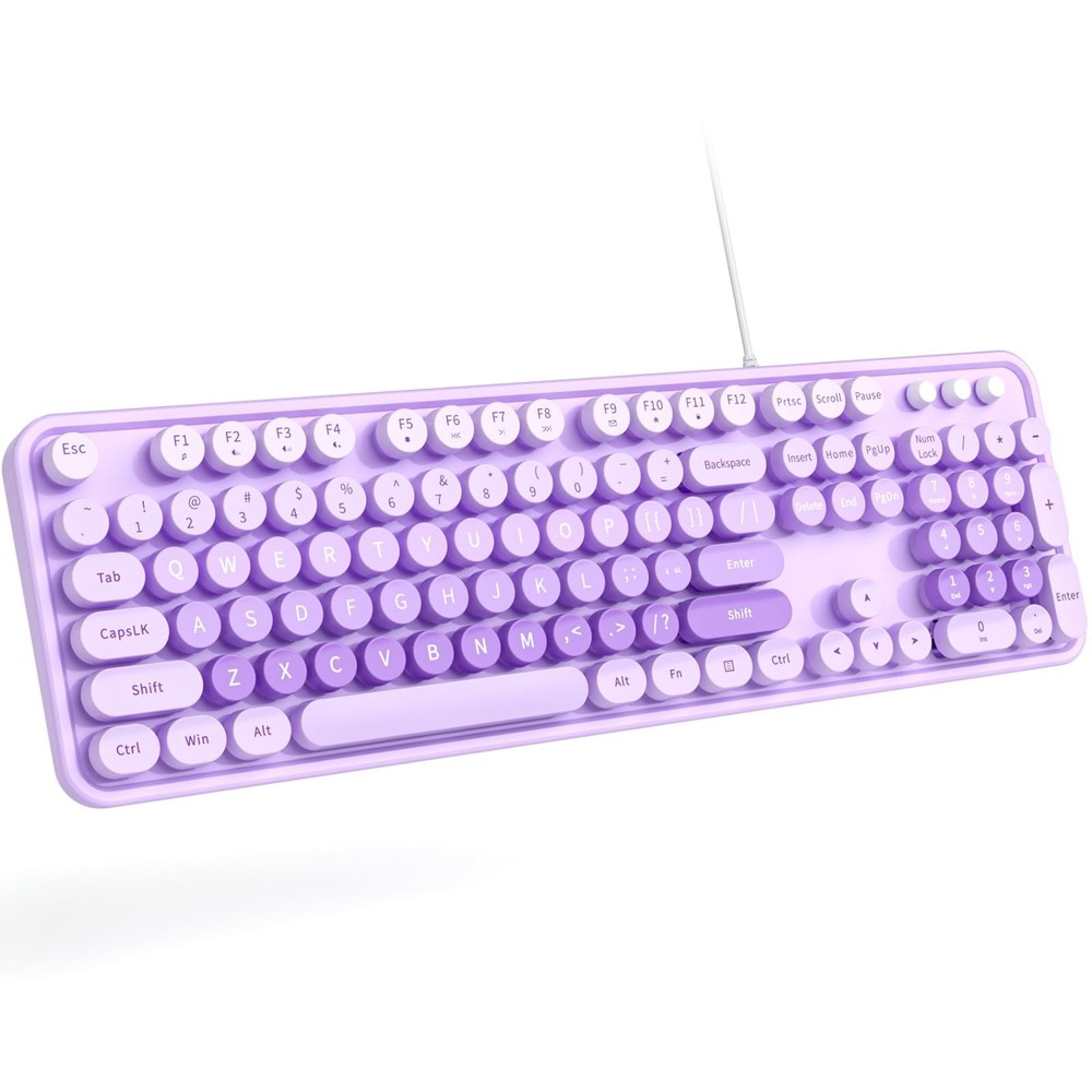 Large Print Wired Keyboard, 104 Keys Full-Sized Typewriter Keyboards, USB Plu…