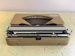 1959 Hermes Rocket Portable Typewriter • Swiss-Made • Taupe & Seafoam w/Case
