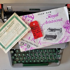 Vintage Royal Aristocrat Typewriter With Case Green Keys~ Tested Working 1950s