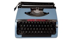 Vintage Brother 100 Correction Portable Typewriter Blue Case Japan Works Nice