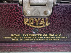 1928 Royal Model P Portable Typewriter • Rare Burgundy Alligator Finish • w/Case
