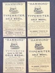 Paris Expo 1889 Gold Medal Award Winner HAMMOND Typewriter Antique Print Ad Lot4
