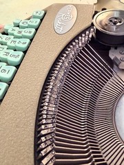 1959 Hermes Rocket Portable Typewriter • Swiss-Made • Taupe & Seafoam w/Case