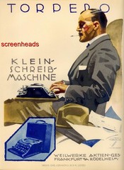 ORIGINAL 1926 GERMAN COLOR POSTER PRINT “Torpedo Typewriter” LUDWIG HOHLWEIN