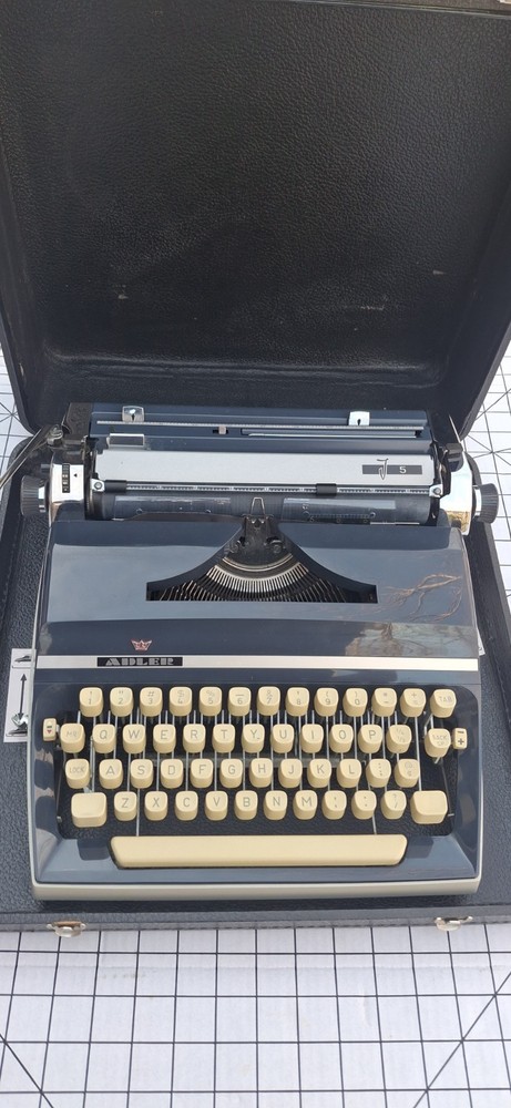1960’s Adler J5 Dark Gray/Blue Vintage Portable Typewriter Tested Working Well