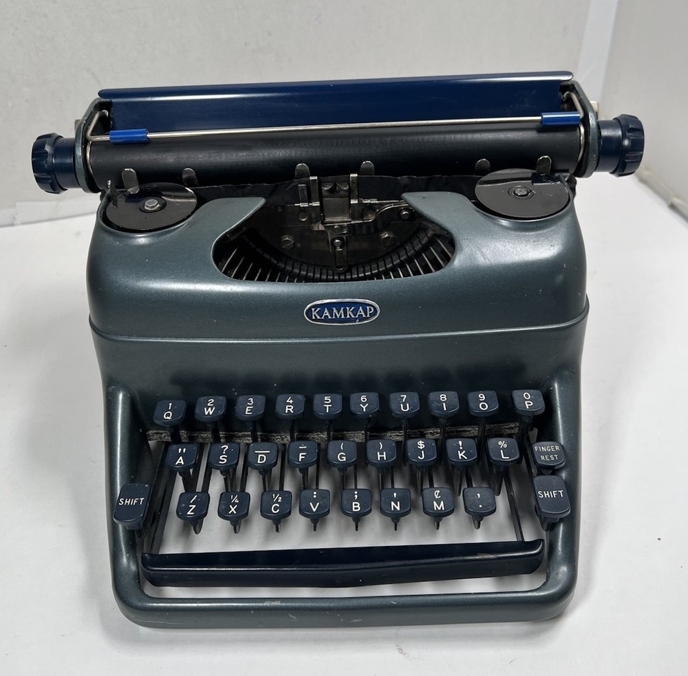 Kamkap Toy Typewriter Metal *Rare* 1950’s With Carrying Case.