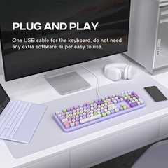 Dilter Wired Keyboard, 104 Keys Full-Sized Typewriter Keyboards, USB Office K…