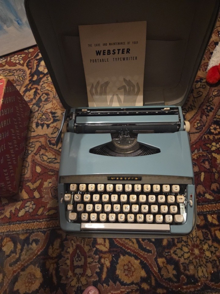 Vintage 1960s Brother Webster Portable Typewriter With Case and manuel