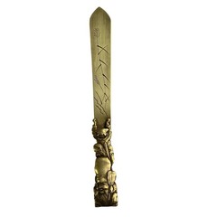 Antique Japanese Meiji Period Brass Letter Opener Engraved 11.25″ Dark Academia