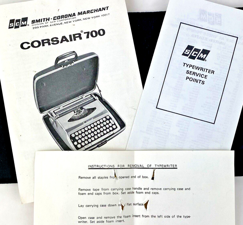 1960’s SCM SMITH CORONA CORSAIR 700 TYPEWRITER INSTRUCTION MANUAL England Vtg