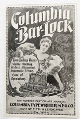 Antique1897 COLUMBIA BAR-LOCK TYPEWRITER Vtg Art Nouveau Print Ad~Victorian Lady
