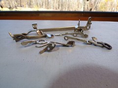 Carriage associated levers off a 1938 Royal portable typewriter, S# O – 753369