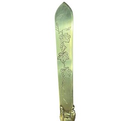 Antique Japanese Meiji Period Brass Letter Opener Engraved 11.25″ Dark Academia