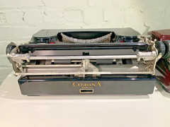 Smith-Corona Portable Typewriter DUO! Flat-Top Standard AND Maroon Sterling