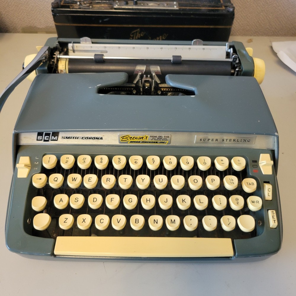Smith Corona Super Sterling Manual Typewriter 1960s Portable w/Case TYPES GREAT