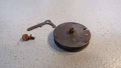 Carriage return spring mechanism, 1948 Royal Arrow port. typewriter S# C 1590851