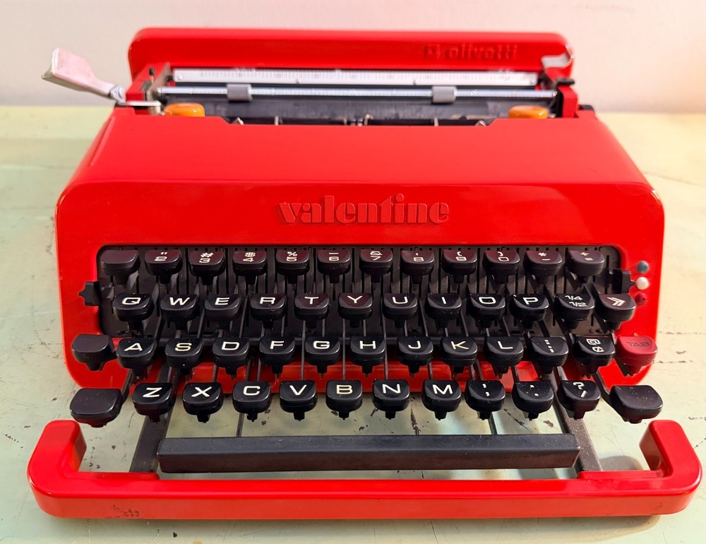 Olivetti Valentine Typewriter • Red Portable w/Original Case, Manuals • Pica