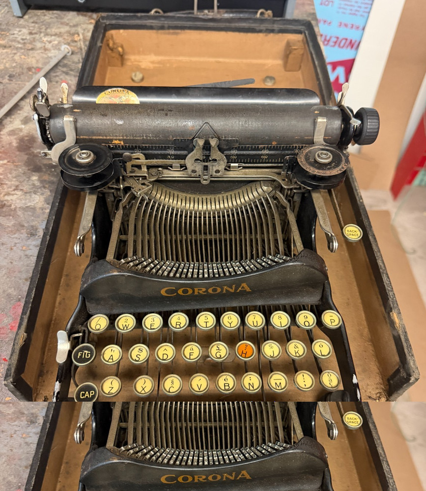 Vintage 1917 Corona Model 3 Folding Portable Manual Typewriter w/Original case