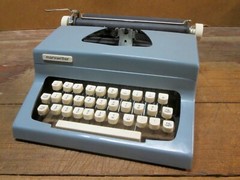 Blue 1965 MARXWRITER, Louis Marx & Co Typewriter in Original Box, MARX TOY CO