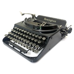 1939 Remington Deluxe Junior Typewriter Case Antique Portable Classic Black Vtg