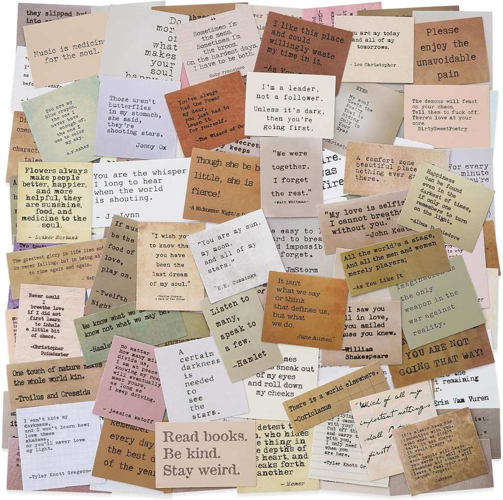 120 Pieces Non-Repetitive Retro Typewriter Style Motivational Quote Stickers, In