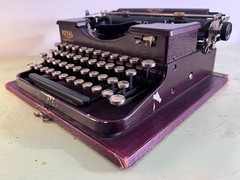 1928 Royal Model P Portable Typewriter • Rare Burgundy Alligator Finish • w/Case